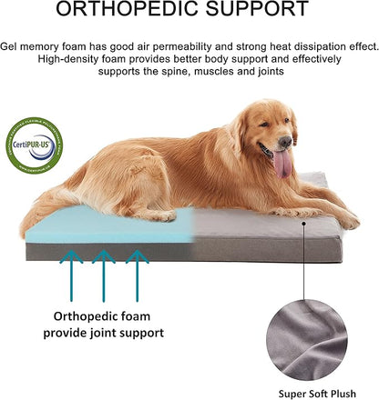 GOHOO Jumbo Dog Bed for Large Dogs, Orthopedic Memory Foam with Cooling Gel & Waterproof Lining
