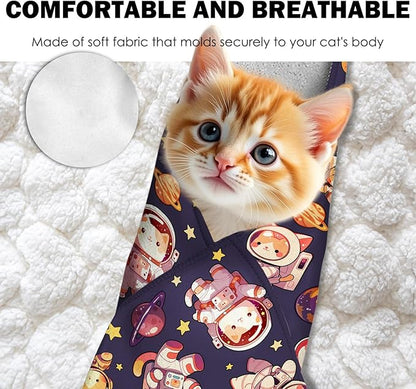 27.6" Cat Grooming Wrap, Self Adhesive Cat Wrap for Cutting Nails, Anti-Escape Calming Cat Swaddle Wrap for Medicine Ear Cleaning, Anti-Scratch Cats Burrito Restraint Blanket, Practical Pet Tool