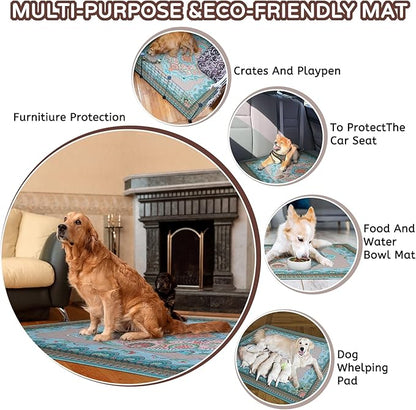 Aitmexcn Washable Pee Pads for Dogs Large, 2 Pack, 54" x 54" Boho Reusable Puppy Pads, Dog Playpen Mat, Super Absorbent Dog Pads, Leakproof, Waterproof Dog Training Pad, Dog Crate Pad, Whelping Pads