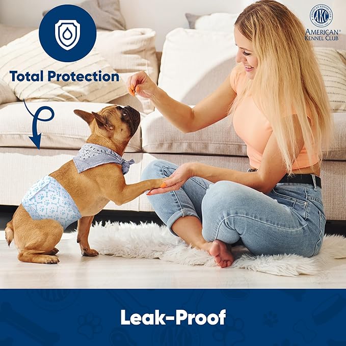 American Kennel Club Male Dog Wrap, Disposable Diapers with Wetness Indicator, Large, 50 Count