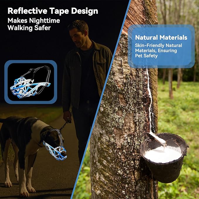 Dog Muzzle for Large Dogs, Breathable Basket Muzzles for Small, Medium and X-Large Aggressive Dog, Allows Panting Drinking, Suitable for Grooming Trimming Training (Camouflage Blue, M)