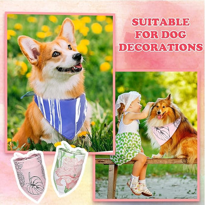 150 Pcs Dog Bandanas Bulk Pet Bibs Colorful Triangle Scarf Pet Bandanas for Medium Large Dogs Spring Summer Birthday Costume Decoration (Boho)