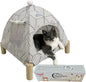 2-in-1 Elevated Cat Tent Cat House, Quick Assembly and Disassembly, Portable Indoor/Outdoor Cute Cat Bed Cave-White Diamond Pattern
