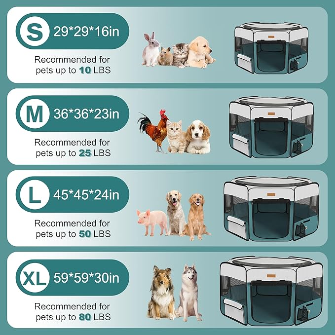 Dog Playpen, Portable Pet Play Pen for Cat, Puppies, Rabbits, Chickens, Foldable Large-Capacity Pet Tent for Indoor/Outdoor Travel Camping (Size XL Without Carry Bag)