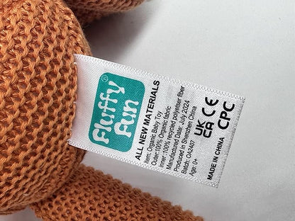 100% Organic Cotton Baby Toys Orange Fox Stuffed Animals for Newborn 7.1"