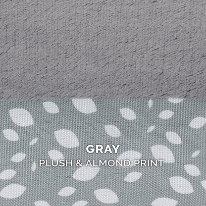 FurHaven Supportive Cooling Memory Foam L Chaise Dog Bed with Washable & Removable Cover - Plush & Almond Print - Gray Almonds, Dogs Up to 35 lbs - Medium