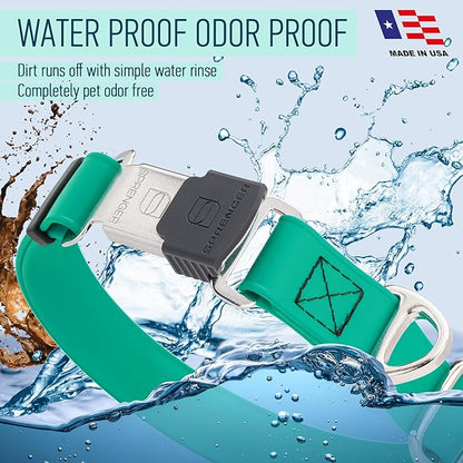 Dogline Biothane Waterproof Dog Collar with Herm Sprenger Stainless Steel Quick Release Buckle – Heavy Duty Tactical Durable Collar for Dogs – Comfortable and Safe Pet Collar, W 3/4" L 12-19", Teal