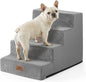Dog Stairs for Small Dogs, 4 Tier Wider Pet Stairs for Couch and Beds, 17.7" H Non-Slip Dog Steps for Old Cats, Puppy, Small Medium Dogs, 17.7x23.6x17.7 inch, Grey