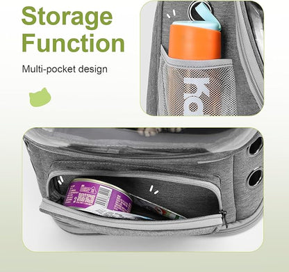 Expandable Cat Backpack,Cat Bubble Backpack Carrier for Carrying Cats, Pets and Small Dogs,Airline-Approved,Designed for Travel, Hiking, Walking,Car （Grey