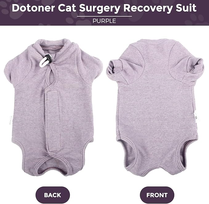 Dotoner Cat Surgery Recovery Suit for Female Male Anti-Licking Pet Surgical Pajamas Long Sleeve Prevent Shedding Cat Spay Recovery Suit&E Collar Alternative Bodysuit for Cats
