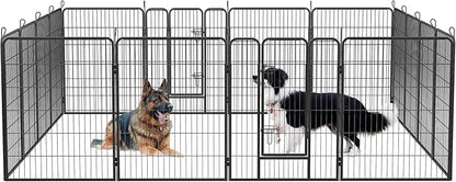 Dog Playpen, Outdoor Dog Fence, 16 Panels, 40" H Dog Pen for Medium/Small Dogs, Heavy Duty Metal Pet Fence with Gate, Portable Dog Fence for RV Camping and Yard (Black)