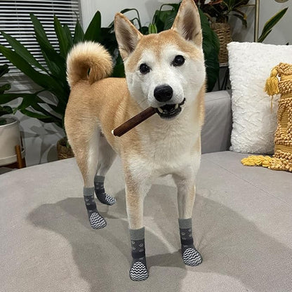 EXPAWLORER Anti Slip Dog Socks to Prevent Licking Paws, Dog Shoes for Hot Pavement, Dog Booties for Small Medium Large Senior Dogs, Traction Control Dog Boots & Paw Protectors for Hardwood Floors