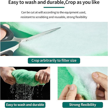 Aquarium Filter Sponge Fish Tank Pond Filter Media Filters Pad for Fish Tank,Filter Freshwater, Saltwater Aquariums, Reusable Fish Pond Filter Material, 0.27" Thick, Green