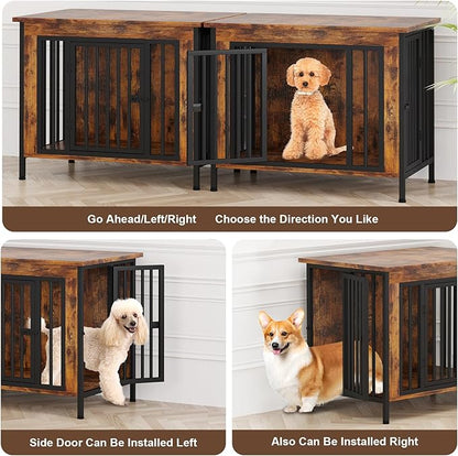 EasyCom 31.5" Small Dog Crate Furniture, Chew-Resistant Dog Crates for Small and Medium Dogs, Dog Kennel Furniture Indoor with 2 Doors and 3.94" Raised Feet, as TV Stand, End Table, Crate Table