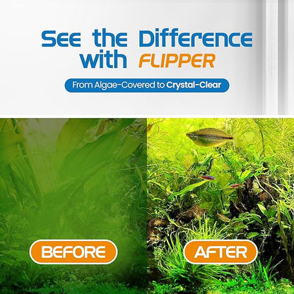 FL!PPER Flipper Platinum Aquarium Algae Scraper | Glass & Acrylic Tank Cleaner with Serrated Blade for Efficient Aquarium Maintenance (28” Rigid Shaft)