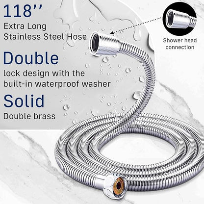 Dog Shower Attachment for Pet Bath,Dog Washing Hose Attachment,Dog Wash Sprayer Kit Includes 2-mode Dog Shower Handheld,118 Inches Stainless Steel Hose,G1/2" Metal Shower Diverter (Sprayer Kit)