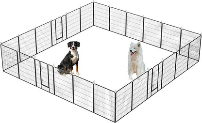 Dog Playpen, Outdoor Dog Fence, 24 Panels, 40" H Dog Pen for Medium/Small Dogs, Heavy Duty Metal Pet Fence with Gate, Portable Dog Fence for RV Camping and Yard (Black)