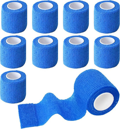 9 Pack 2" x 5 Yards Self Adhesive Bandage Wrap Self Stick Wrap for Ankle, Wrist, Finger, Sports, Breathable Cohesive Vet Tape for Pets (Dark Blue)