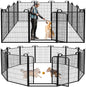 Dog Playpen Outdoor 12 Panels Heavy Duty Dog Fence 47" Height Anti-Rust with Doors Portable for RV Camping Yard, Total 27FT, 58 Sq.ft, Snowy Black