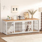 78 Inch Double Dog Crate Furniture, Heavy Duty Extra Large Cage Furniture with Divider for 2 Dogs, Decorative Wooden Kennel Furniture Indoor, Pet House for Large and Medium Dogs, White