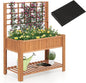 Giantex Raised Garden Bed with Trellis, Wooden Elevated Planter Box with Legs, Drainage Holes for Climbing Plants Vines Vegetables Flowers Herbs, Outdoor Horticulture Planter for Patio Yard (Brown)