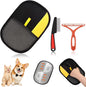 3 Pcs Pet Hair Removal Glove Set, Reusable Electrostatic Pet Hair Remover with Hair Remover Brush and Pet Comb, Upgrade Efficient Cats&Dogs Grooming Gloves for Clothes Furniture Carpet Seat