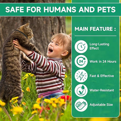 4 Pack Flea Collar for Cats, Cat Flea and Tick Treatment, 8 Months Protection Flea and Tick Prevention for Cats, Waterproof Cat Flea Collar, Adjustable Cat Flea and Tick Collar for Cats Kittens, Black