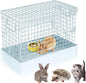 Folding Rabbit Cage, 18 x 10 x 14 in Portable Bunny Carrier with Tray and Handles for Transport, Travel or Temporary Housing, Indoor Outdoor Pet Habitat Animal Enclosure