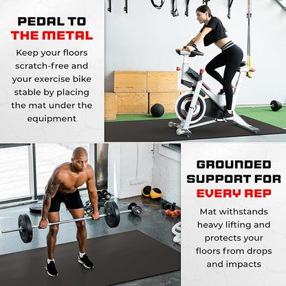 8FT x 4FT Extra Large Exercise Mat - PVC Floor Workout Mat with Carry Bag, Cleaning Cloth - Non slip Thick Workout Mats for Home Gym Flooring, Fitness Training Mat for Weights Pilates Cardio