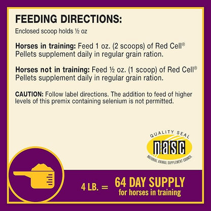 Farnam Horse Health Red Cell Pellets, Vitamin-Iron-Mineral Supplement for Horses, Helps Fill Important Nutritional Gaps in Horse's Diet, 4 lbs., 64-Day Supply