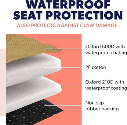 Active Pets Dog Car Seat Cover, Waterproof Front Seat Protector for SUV Truck Sedan, Pet Safety Travel Comfort System with Universal Fit, Beige