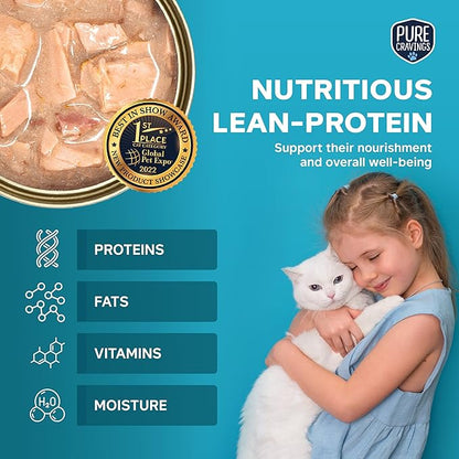 Flakes in Tuna Consommé, Canned Wet Cat Food Soup, 100% Mercury-Tested, Moist Can Fish, Grain-Free Protein, Non-GMO, 3oz, Variety Pack 3X Tuna, 3X Salmon, 3X Sardine, 3X Mackerel