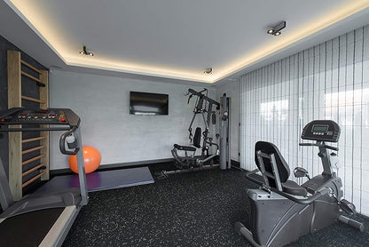 Genaflex Rubber Gym Floor Mat - 8mm Thick - Heavy Duty Commercial Protective Gym Flooring Roll (Black, 4' X 15')