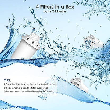 Dog Water Fountain Filters Replacement 4 Packs, 2 Months Set of Replacement Filter with 2 Sponges for PETNF Large Pet Dog Water Fountain Bowl Dispenser, Compatible with D2341/D2223/D2322/D2419 Models