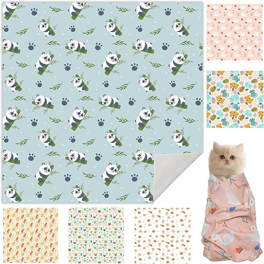 33.5" Cat Wrap for Grooming, Maximum, Self-Adherent Soft Cat Blanket for Nail Clipping, Anti-Scratch-Escape Calming Wrap, Cats Burrito Swaddle for 6-18 lbs (Panda, XX Large)