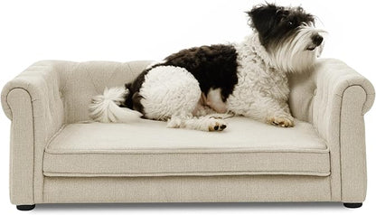 Dog Sofa Couch for Medium to Large Dogs, 31" Memory Foam Dog Couch with Washable Fabric, Removable Cushion, Sofa Bed for Medium and Large Dogs, Beige