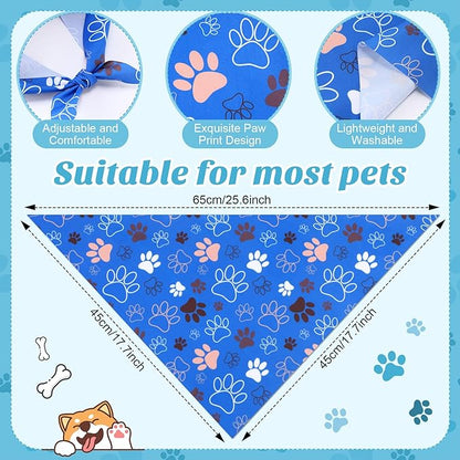 100 Pieces Paw Print Dog Bandanas Bulk Paw Bandanas for Dogs Soft Bibs Adjustable Triangle Doggie Scarves for Small Medium Large Pets Party Costume