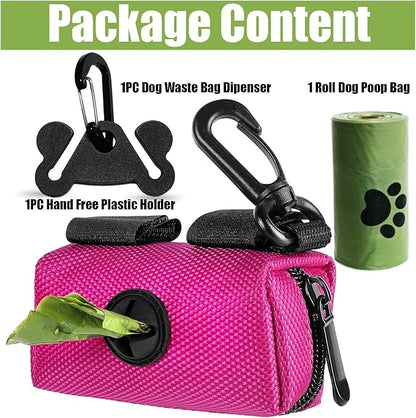 Dog Poop Bag Holder for Leash Attachment Dog Poop Bag Dispenser Dog Waste Bag Dispensers Dog Poop Bag Holders Fit Dog Leash Accessory With Hand Free Holder Carriers (Black) Pink