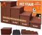 Dog Stairs with Storage 23" H, 4-Step Wider Dog Steps for High Beds Window, Folding Sturdy Pet Stairs Gift for Small/Medium/Large Old Dogs Cats, Ramp for Climbing Car Up to 200 lbs, Brown
