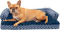 Furhaven Memory Foam Dog Bed for Medium/Small Dogs w/ Removable Bolsters & Washable Cover, For Dogs Up to 35 lbs - Plush & Woven Decor Comfy Couch Sofa - Diamond Blue, Medium