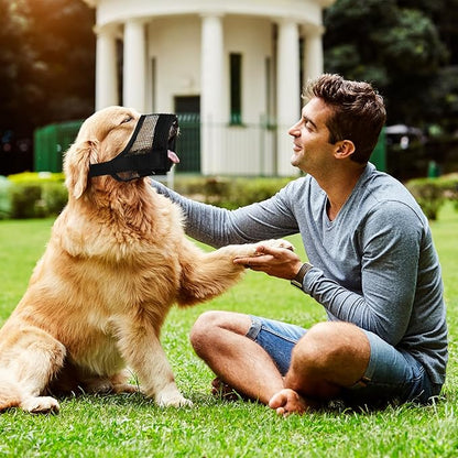 Dog Muzzle, Soft Mesh Muzzle for Large Dog Mouth Guard, Breathable Adjustable Muzzles to Prevent Biting, No Bark Muzzle for Dogs Allow Panting Drinking (Black, L)