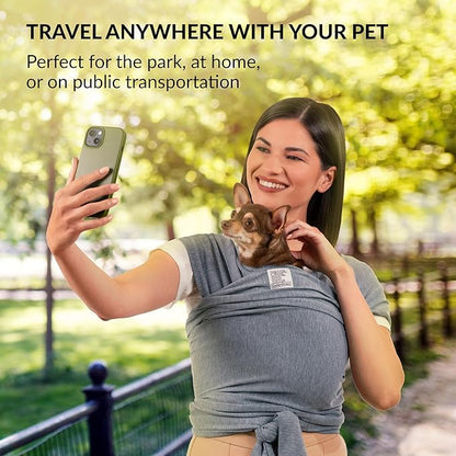 Dog Sling Carrier for Small Dogs - Anti-Anxiety Cat Sling, Puppy Pouch - Pet Sling in Gray Black Blue Green Pink Yellow (Gray, Standard)