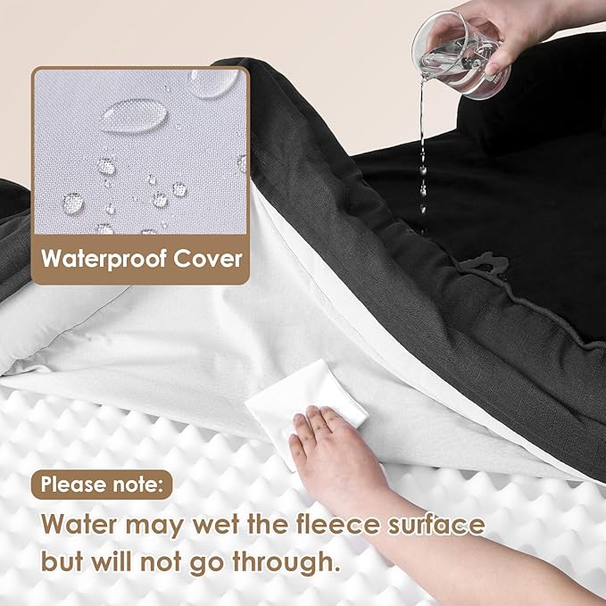 EHEYCIGA Orthopedic Dog Bed for Small Dogs, Waterproof Memory Foam Small Dog Beds with Sides, Non-Slip Bottom and Egg-Crate Foam Medium Pet Couch Bed with Washable Removable Cover, Black