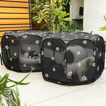 2-in-1 Cat Playpen, Pop Up Dog Pet Playpen for Indoor Outdoor Cats Enclosure, Portable Pet Playpen, Kitten Puppy Foldable Play Pen Cat Dog Tent Crate Cage Kennel(No Divider, Unified Space)
