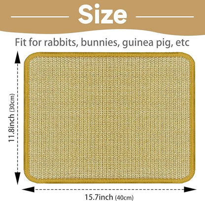 DYAUS Bunny Scratch Pads, Natural Sisal Rabbit Scratching Mats for Claws and Teeth Care, Indoor Bunny Chew Toys Bunny Bed for Biting Sleeping Nesting (3PCS, 16x12in)