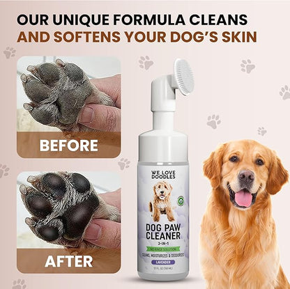 Dog Paw Cleaner (Over 100+ Feet Cleanings) No-Rinse Dog Foot Washer, Gentle and Safe Paw Cleaner for Dogs and Cats, Foam Formula, Moisturizes and Deodorizes, 150mL (Lavender) [We Love Doodles]