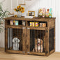 Furniture Dog Crate for 2 Dogs, 41 Inch Dog Kennel Furniture with Removable Divider and Shelf Storage, Wooden Dog Crate for Small/Medium Dogs, Rustic Brown