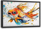 Framed Large Fish Wall Art for Living Room, Oversized Graffiti Goldfish Wall Decor Watercolor Fishing Canvas Painting Modern Artwork Home Decoration for Living Room Bedroom Office 36"x24"