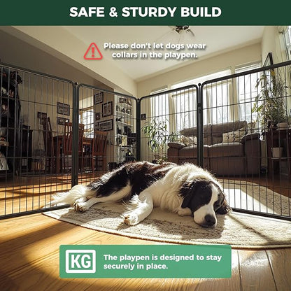 FXW Homeplus Unleashed Indoor Dog Playpen - Stress-Free and Safe Play, Heavy Duty 40 Inch 16 Wire Panels Dog Pen for Medium and Large Dogs, Black│Patented