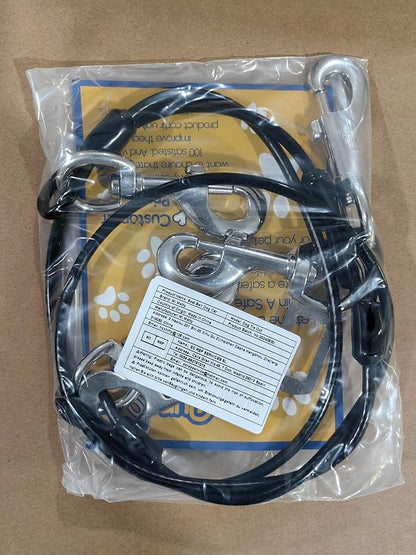 Dog Seat Belt Harness for Car,2pcs Dog Seatbelt of Coated Wire Leash Safety Restraint,No Chew Tether Cable Vehicle Dog Accessories,Double Clips & Latch (2 Pack Black, 16 inch/40 CM)